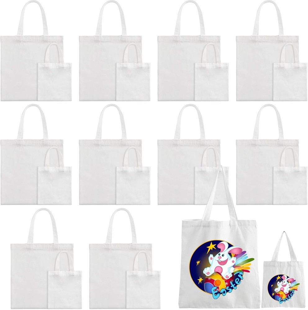 Sublimation Blank Tote Bags, 20Pack Canvas Bags 16.1 x 15.4 Inch, White