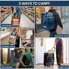Reusable Grocery Bags on Wheels, Rolling Tote Bag, Shopping Trolley, Large Ba