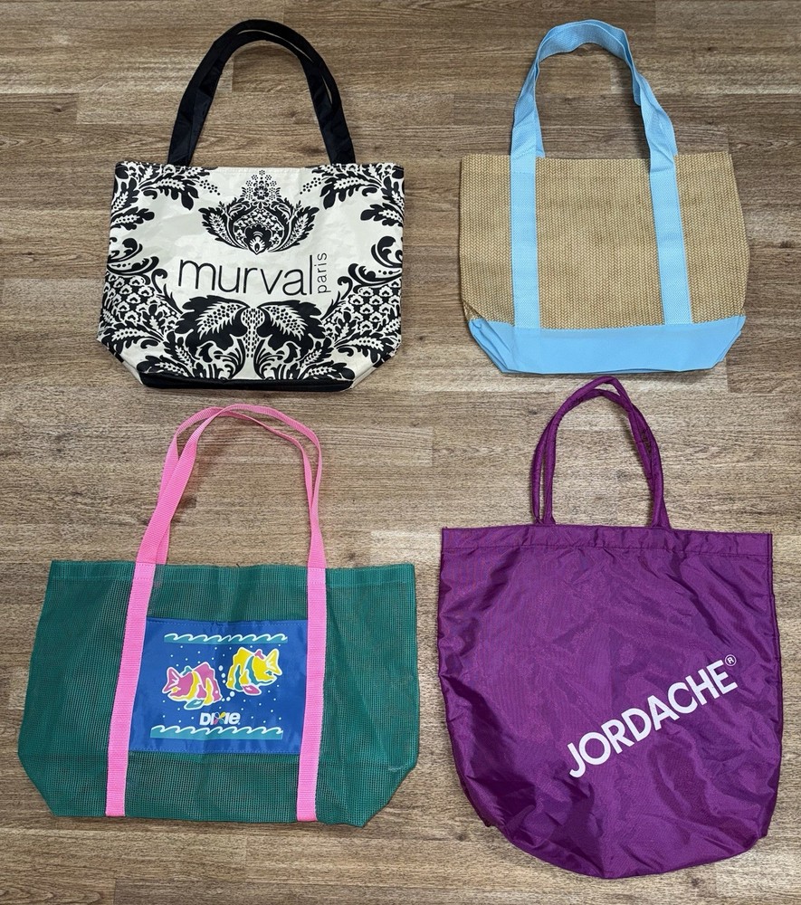 Multicolor Assorted Shopping Beach Tote Bag Mixed Brand Lot Of 4