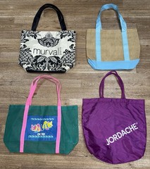 Multicolor Assorted Shopping Beach Tote Bag Mixed Brand Lot Of 4