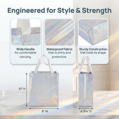 40 Pack 10 x 8 Inch Glossy Reusable Grocery Bags, Non-woven Tote Shopping Bag…