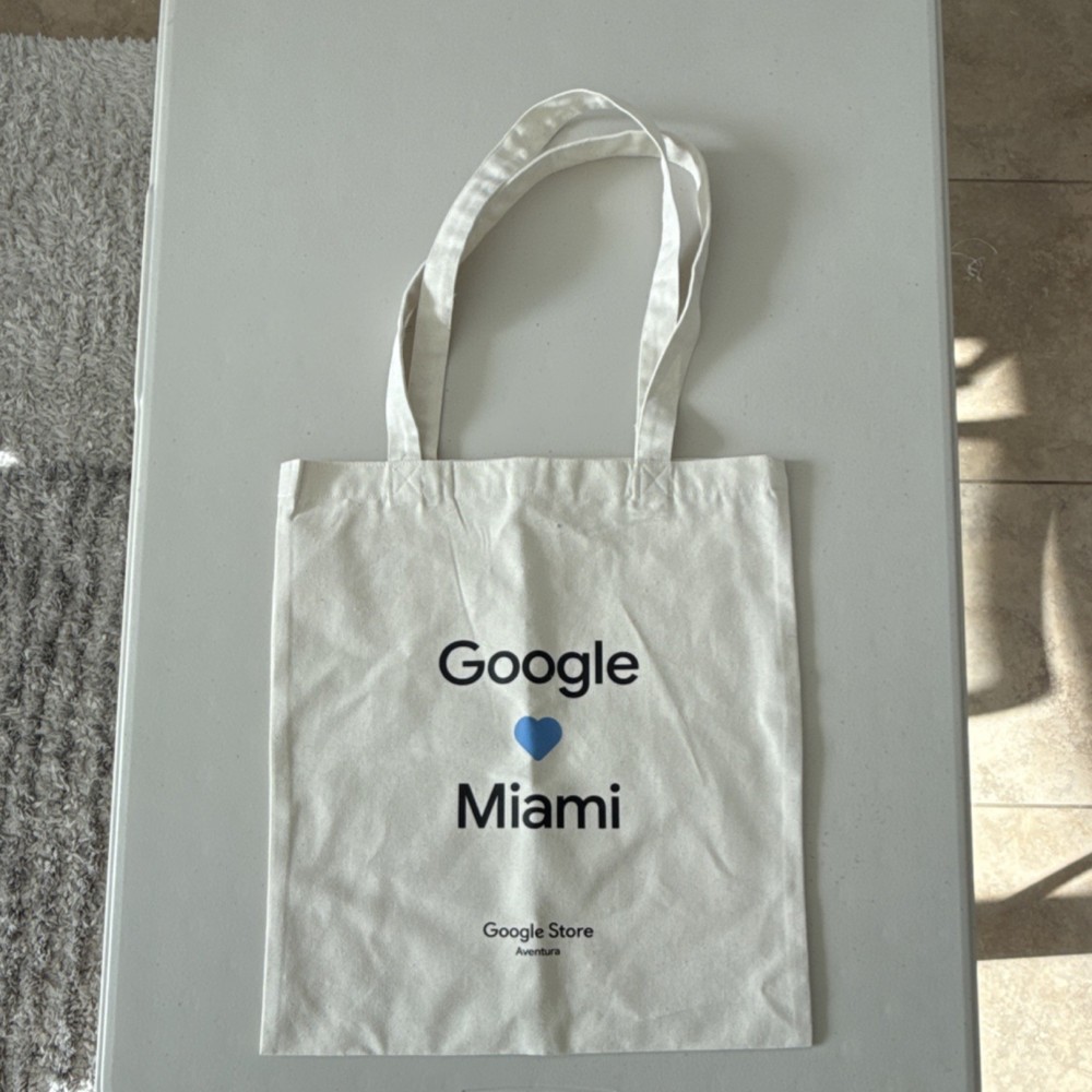 Google Canvas Reusable Shopping Bags Medium Beige Foldable Set of 2 16x14in