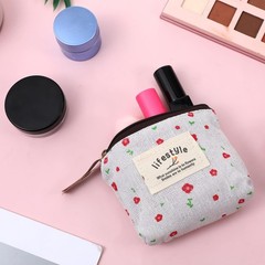 Mini Makeup Bag, 4 Pcs 4×3.7 Inch Linen Floral Small Bag Multicolor
