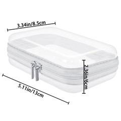 2 PCS Clear Hard Shell Zipper Cases Plastic 5.11*3.34*2.08 inch, Transparent