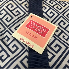 Yankee Candle Navy White Geometric Tote Bag