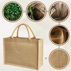 15pcs Reusable burlap tote bags Natural Jute handbags with Waterproof Liner f…