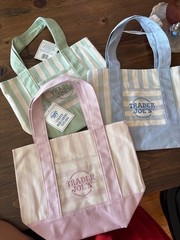 Trader Joe’s Mini Canvas Tote Bag Spring Pastel Pink Blue Green Purple NWT