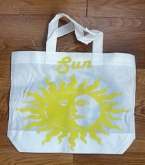 Foldable Reusable Shopping Bag Sun Moon Pattern Non-woven 2-Pack White