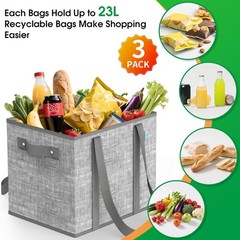 Reusable Large Foldable Grocery Shopping Tote Bags with Reinforced Straps