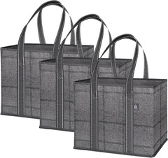 Reusable Grocery Bag with Hard Bottom – Heavy-Duty Foldable Storage Tote