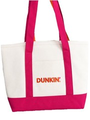 Dunkin’ Colorblock Tote Reusable Shopping Bag Large Pink 12x12x12 in