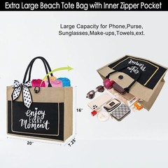 BeeGreen ENJOY EVERY MOMENT Personalized Gifts Tote Bag For Women with Inner Zip
