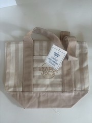 Trader Joe’s Limited Mini Canvas Pastel Striped Tote Bag 2026 Brown