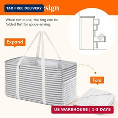 Lifewit Extra Large Tote Bag, Reusable Grocery Bags with Metal Wire Frame and Ha