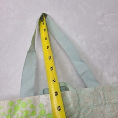 Reusable Green White Shopping Tote Bag Tree Design Light Blue Handles Foldable
