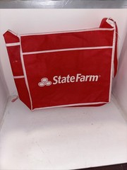 State Farm Tote Book Grocery Bag, White and Red Adjustable Strap