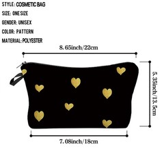 Livel lhood Golden Heart Gift Love Makeup Bag Cute Organizer Storage 303-16