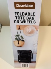 clevermade foldable tote bag on 360 swivel wheels black holds 75lb new with box