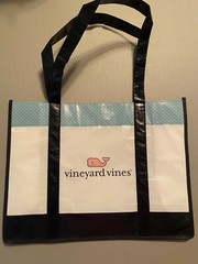 Lot of 2 VINEYARD VINES Plastic Reusable Shopping Tote Gift Bags Whale Logo