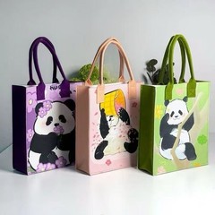 Panda Paradise: Trio of Artistic Reusable Totes New Bag Chinese Traditional Cute