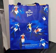 Corona Beer Cerveza Reusable Grocery Bag Recycled Shopping Tote Sunbathers NEW
