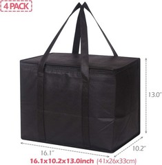 4-Pack Foldable Insulated Grocery Bags with Zippered Closure for Easy Storage