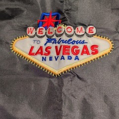 Large Black Foldable Nylon Reusable Shopping Bag Las Vegas Embroidery
