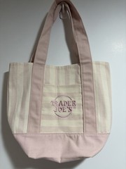TRADER JOE’S PINK PASTEL STRIPE CANVAS TOTE BAG LIMITED EDITION NEW w/TAG 2026