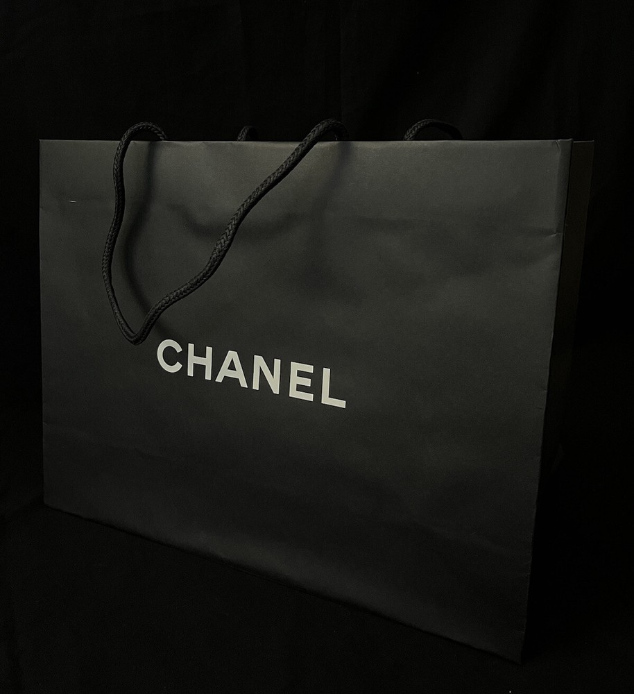 Authentic CHANEL Paper Reusable Shopping Bag Black 13″ x 17 ” x 6.5″