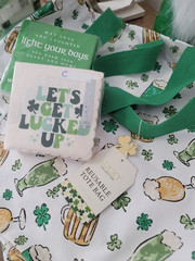NWT CANVAS TOTE BAG Clover 🍀 Beer Graphics /2 Packs Cocktail Napkins