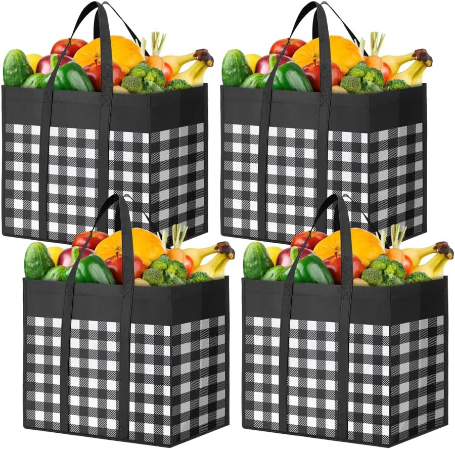 Reusable Grocery Bags Tote Bags Reinforced Handles Water Resistant Multipurpose