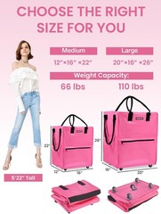 WORKPRO Large Rolling Grocery Bag 36 Gallon Tote 5 Wheels Dual Carry Storage Bag
