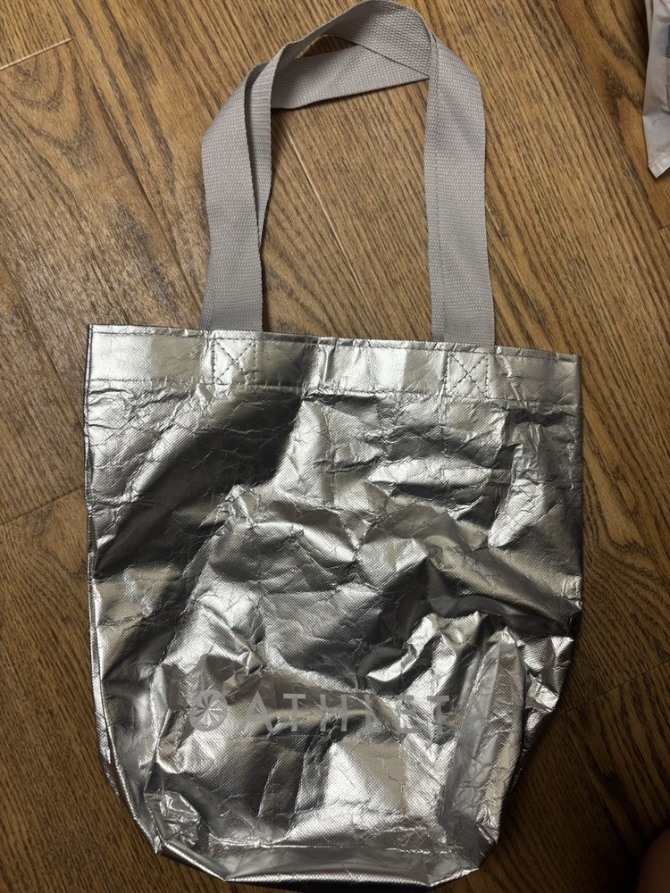 Athleta Metallic Silver Reusable Shopping Tote Bag