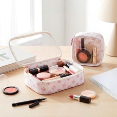 Kacctyen 2 Pcs Clear Pink Bow Makeup Bag with Zipper Coquette clear, pink