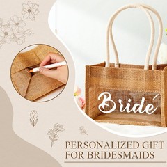 6 PCS Burlap Tote Bag Jute Bag Blank With Handles For DIY Wedding Party Set