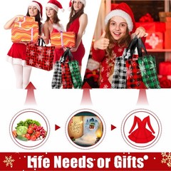 36 PCS Reusable Christmas Large Gift Bags Bulk Holiday Plaid Tote Shopping