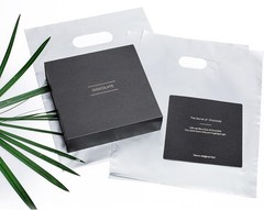 200 Black & Silver Plastic Merchandise Bags 9×12 with Handles, 1.5Mil