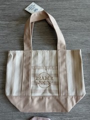 Trader Joe’s Canvas Reusable mini Tote Bag Beige/Tan Striped