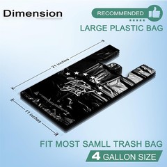 Black Thank You T-Shirt Bags – 100 Reusable & Disposable Grocery Bags 11x6x21