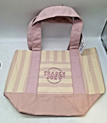 Trader Joe’s Limited Mini Canvas Pastel Striped Tote Bag 2026 Pale Pink