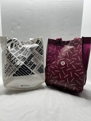 Lululemon Small 1 White 1Burgundy Shopping Bag Tote