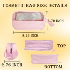 HUTUYIYI Clear Makeup Bag, Portable Travel Toiletry Cosmetic Bag Case Pink