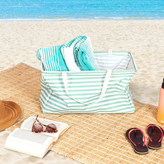 Teal Striped Krush Container All-Purpose Utility Tote