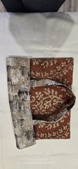 Traditional Pattern Foldable Fabric Reusable Shopping Bag Medium Brown Two-Piece