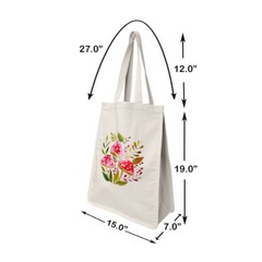 15″L x 19″H Reusable Canvas Mushroom Tote Bag,Grocery Bag,Beach Bag,Shopping Bag