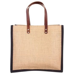 Weekender Reusable Shopping Leather Handle Jute Carry Bag Wedding Party Gift