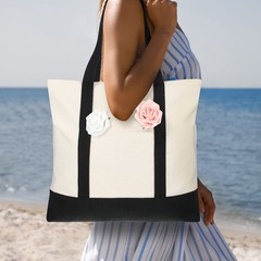 12 Pcs Canvas Tote Bag Bulk, 21 in Cotton Blanks Canvas Tote with Pocket Zipp…