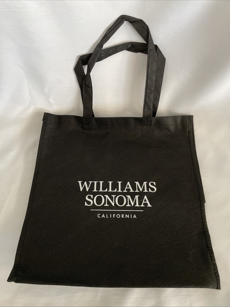 2 Williams Sonoma California Large Black Reusable Shopping Bags Totes Lightwt.