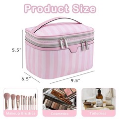 RSRSLEII Large Waterproof Double Layer Travel Makeup Bag, 01Top Open