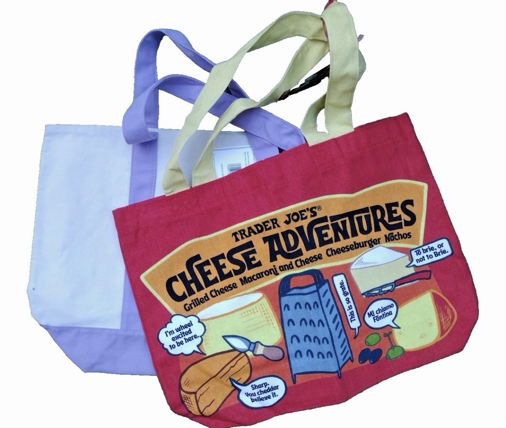 Combo of Trader Joe’s Large Lavender Tote + Cheese Tote Bag
